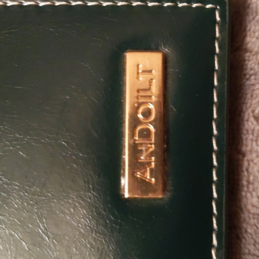 NWOT Andoilt Leather RFID block Long Wallet in Green & Brown with Gold Hardware - Picture 4 of 11